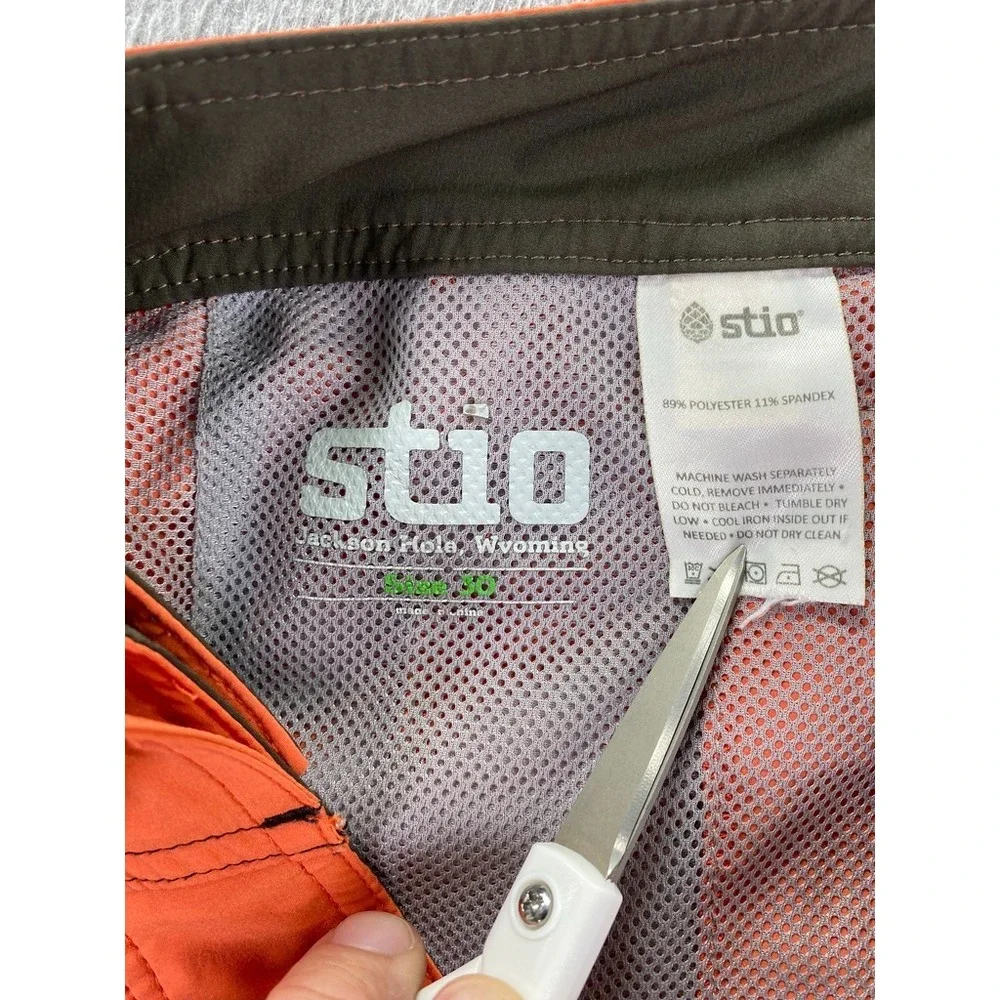 Stio CFS Board Shorts Mens 30 Orange Drawstring Zip Pocket Beach Swimming